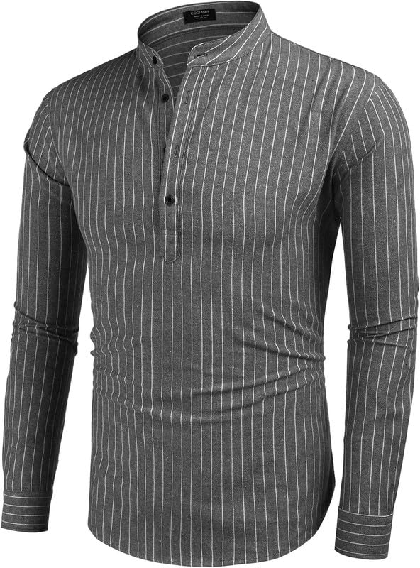 Image of Men's Cotton Blend Full Sleeve Printed Short Kurta with Mandarin Collar Crafted from a Premium Cotton Blend