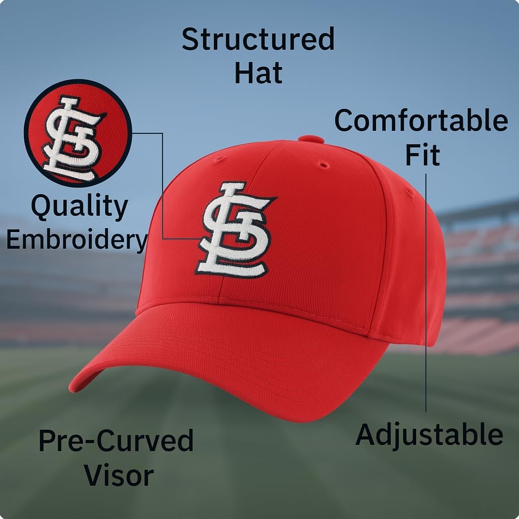 Officially Licensed St. Louis Youth Boys Girls Baseball Hat Classic Red/White MVP Kids Adjustable STL Team Logo Sports Cap