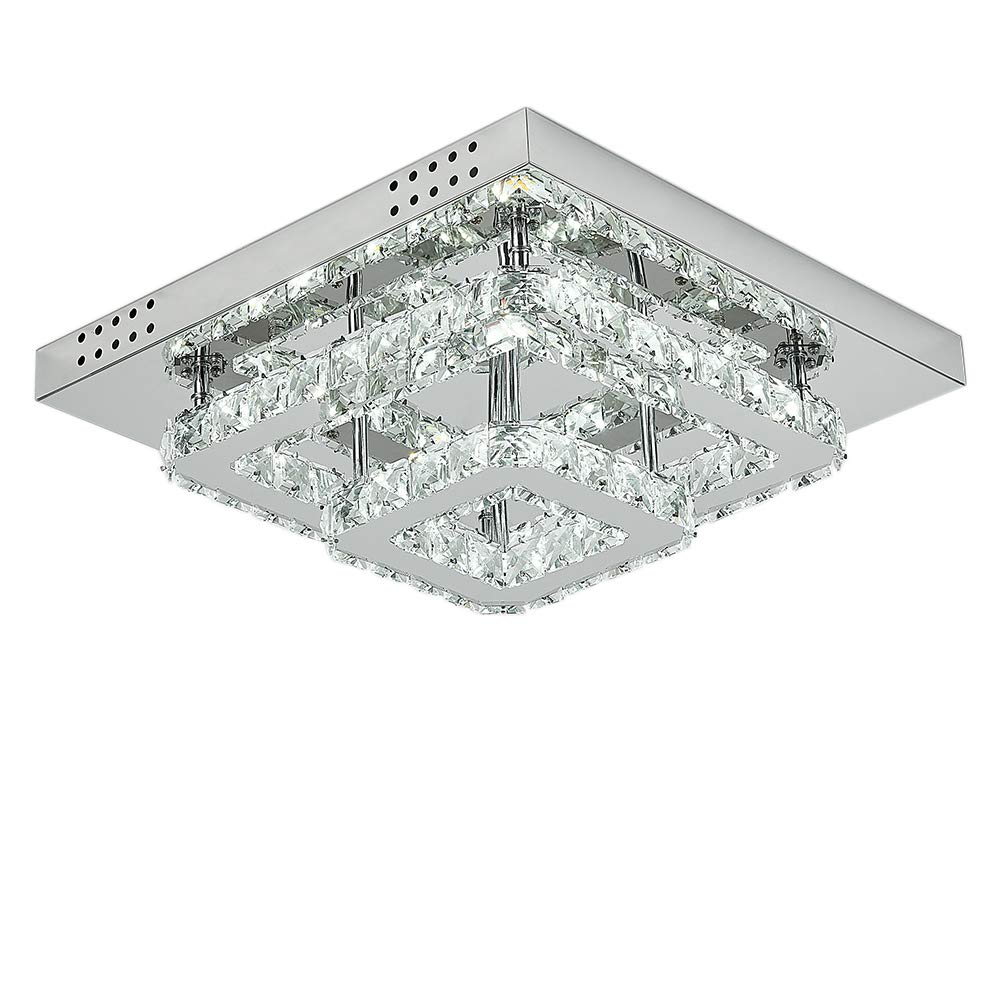 XEMQENER Modern 40cm Square Crystal Chandelier Ceiling Lights 40W Flush Mount Lighting Fixture for Bedroom Living Room Hallway (Cool White) — image 1