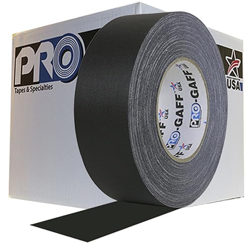 Caja de cinta negra Pro Gaffer Gaffers de 24 a 2 pulgadas, rollos de 55 yardas