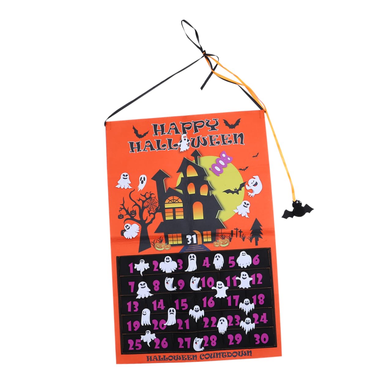 Lurrose 3stücke Halloween Countdown Kalender Mit Abnehmbaren Ornamenten Wiederverwendbarer Filz Für Kreative Halloween-dekoration Und Kinderfreude