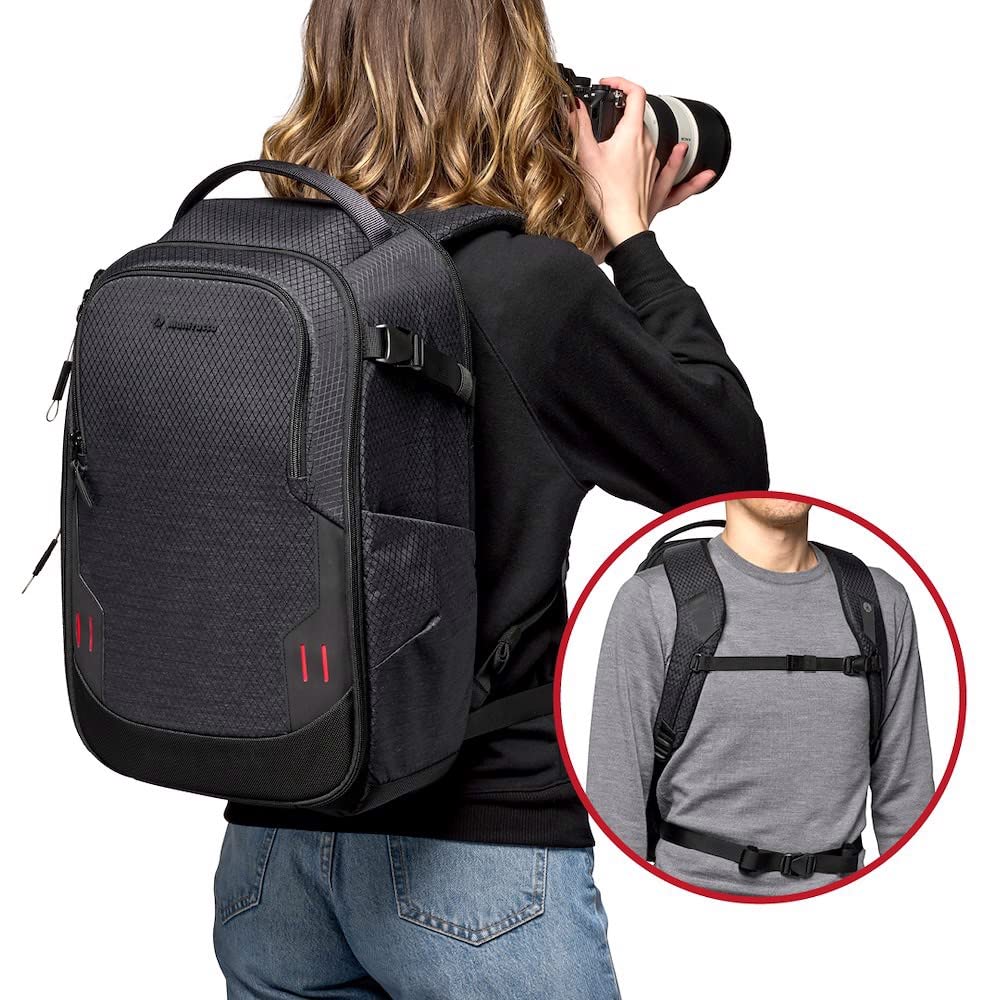 Manfrotto PRO Light Frontloader M, Zaino Fotografico Professionale per Fotocamere, Accesso Laterale e Frontale, Attacco per Treppiede, Zaino Imbottito con Divisori Intercambiabili, Nero