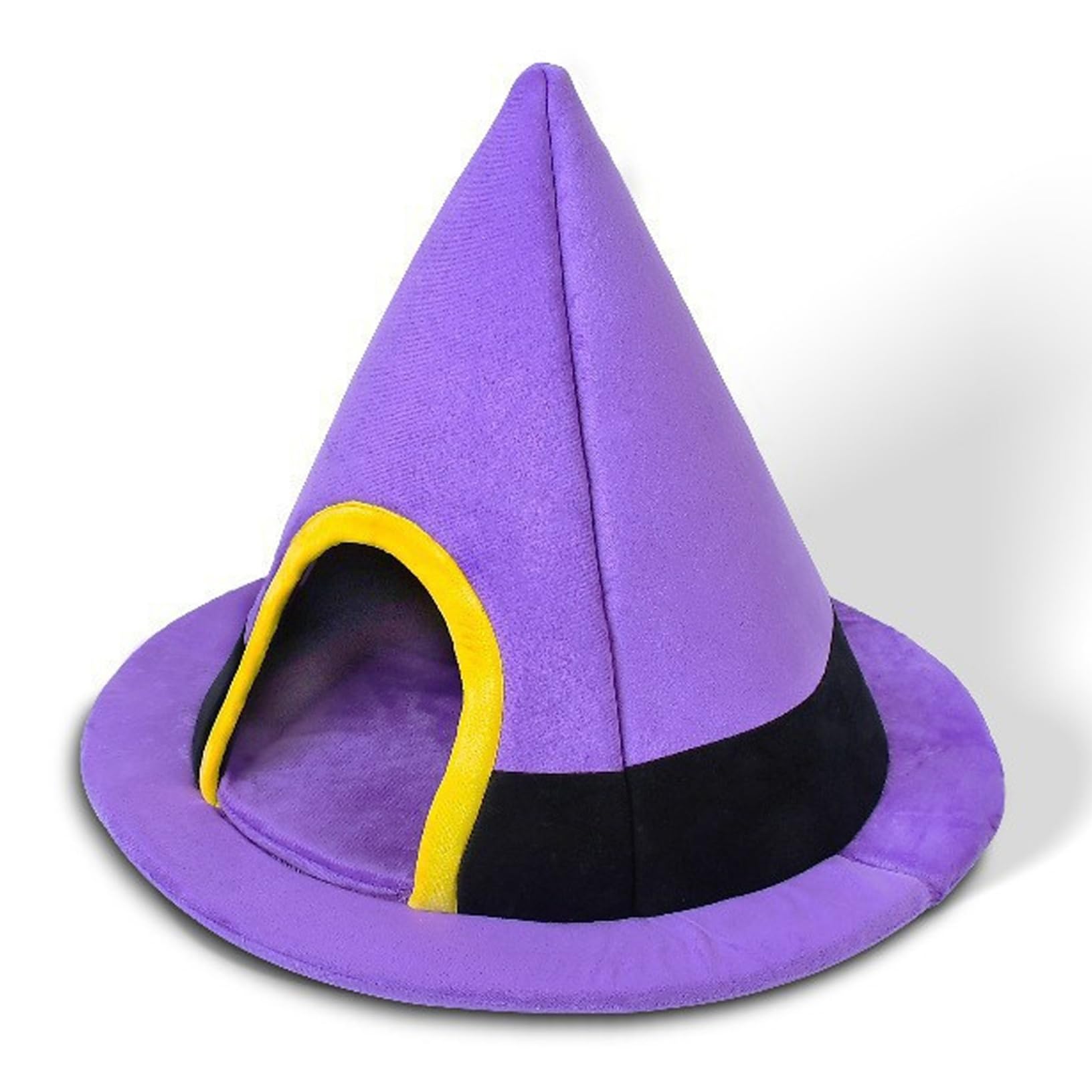 Witch Hat Shape Goth Cat Bed 18.1x23.6in with Non-slip Bottom Soft Warm Windproof Small Dog House for Indoor Pets Halloween