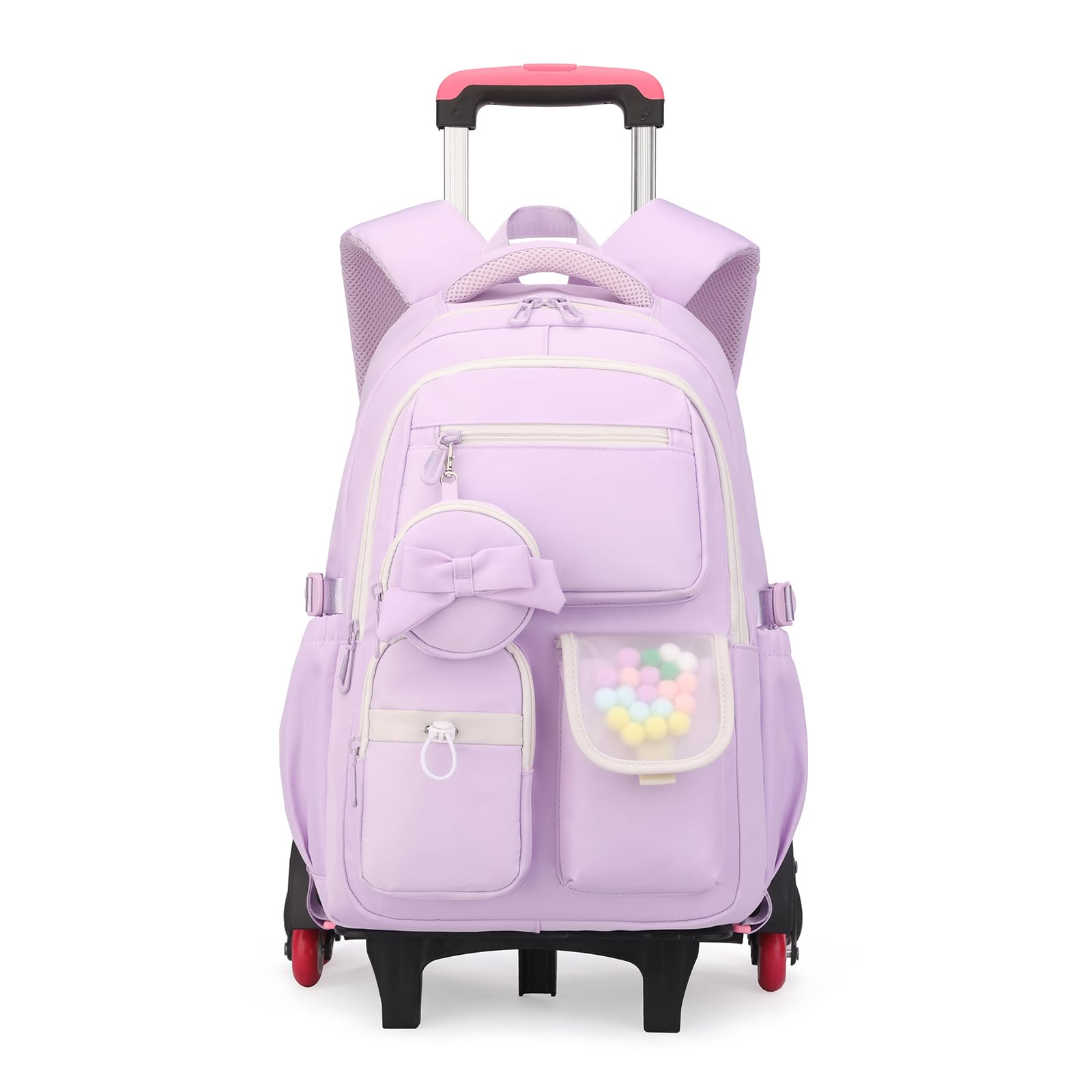 FANDARE Sac à Dos PC Portable 15.6 Pouces Grande Capacité Sac à dos à roulettes 35L pour Fille Étudiante Cartable Scolaire avec 6 Roues Multipoches Imperméable pour Voyage Collège Lilas