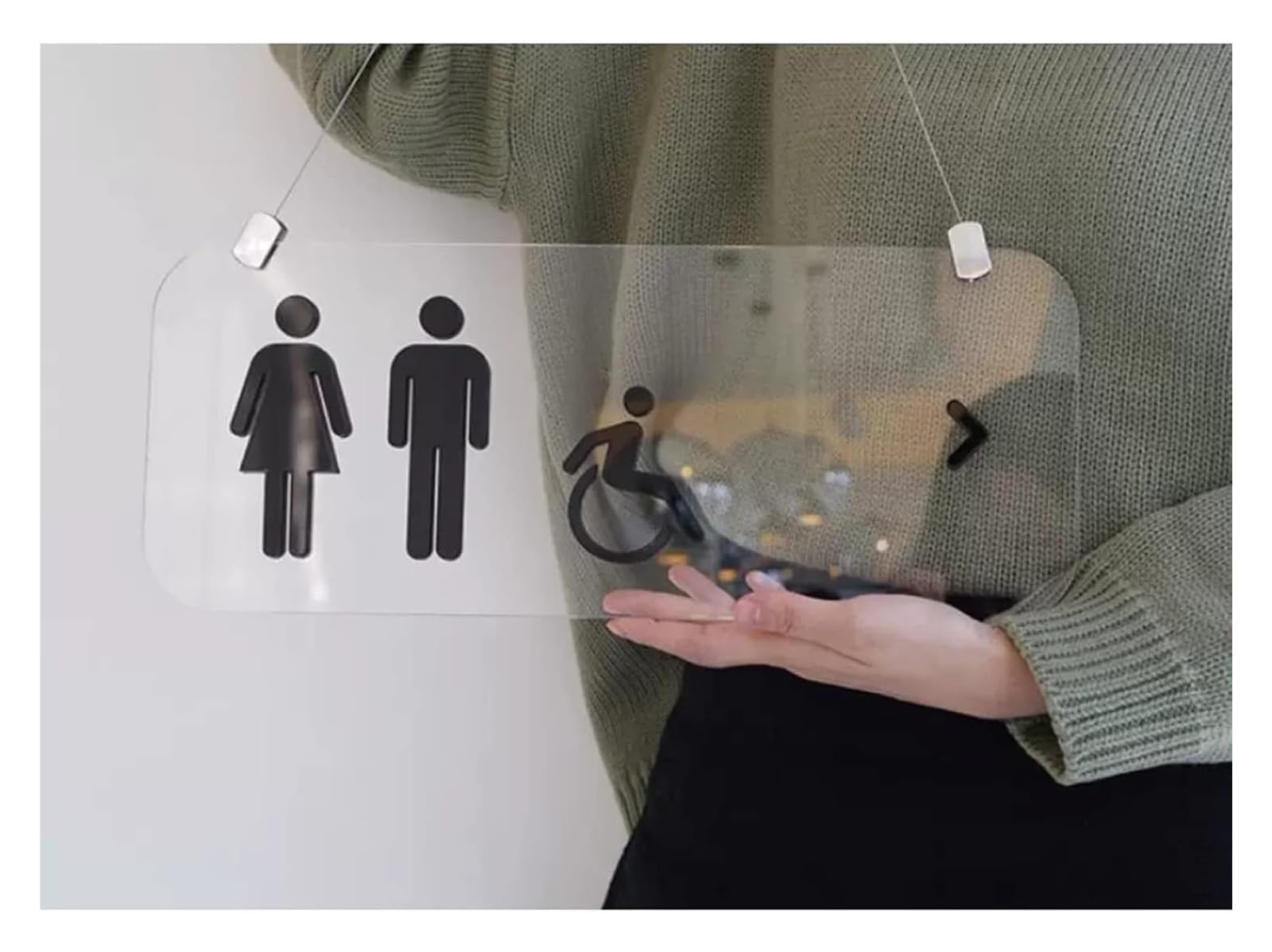 Carteles para aseos, Letreros colgantes de acrílico transparente for baño | D,40*16cm