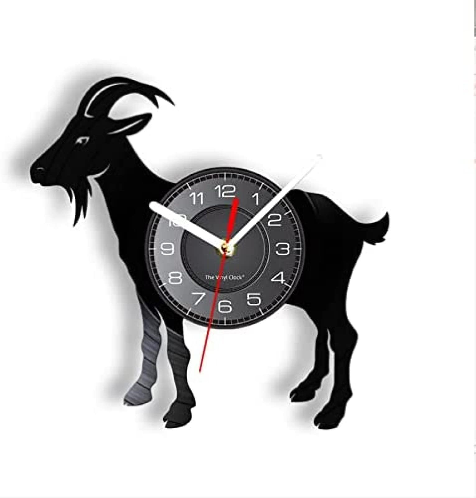 Goat Wall Clock Silhouette Laser Engraved Vinyl Record Wall Clock Goat Farm Animal Craft Artwork