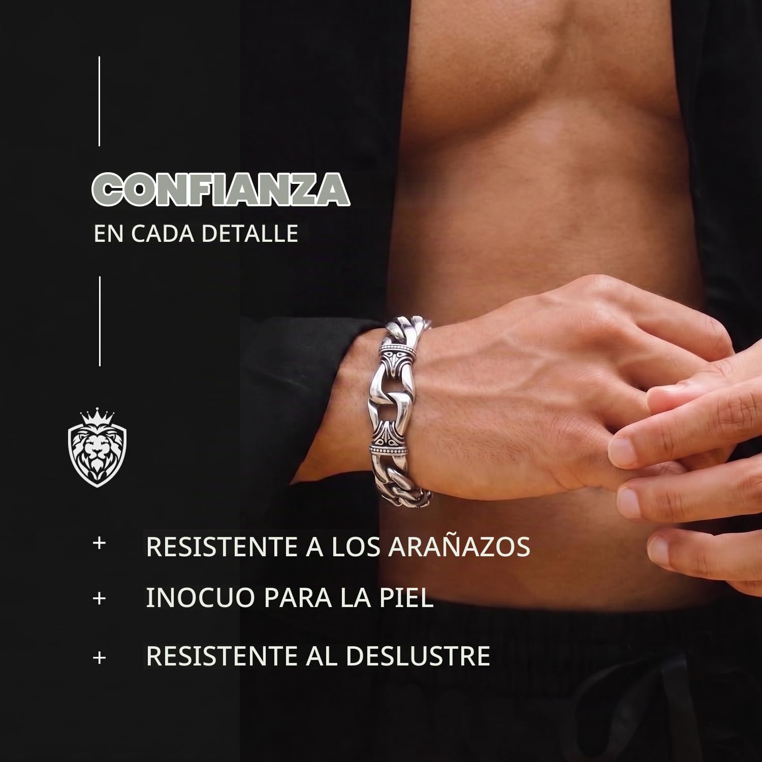 URBAN JEWELRY - Increíble pulsera de eslabones de acero inoxidable para hombre, plata y negro, 22,8 cm con opción de collar de 53,3 cm (con caja de regalo de la marca)