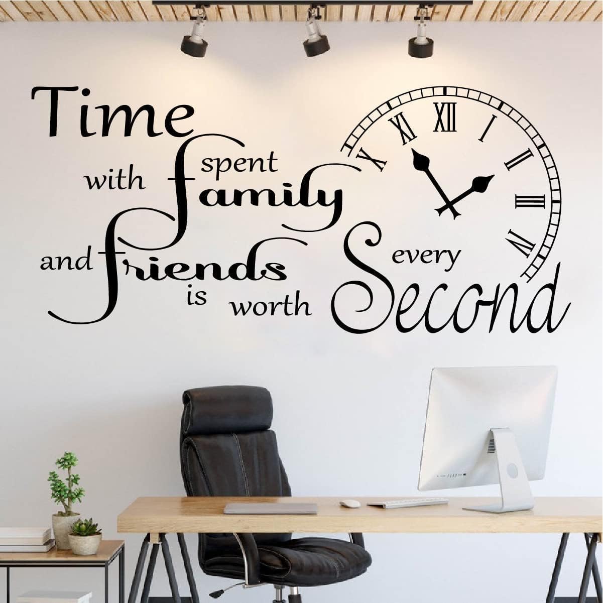 Time Spent with Family & Friends Living Room Wall Sticker Decal (S, Black)