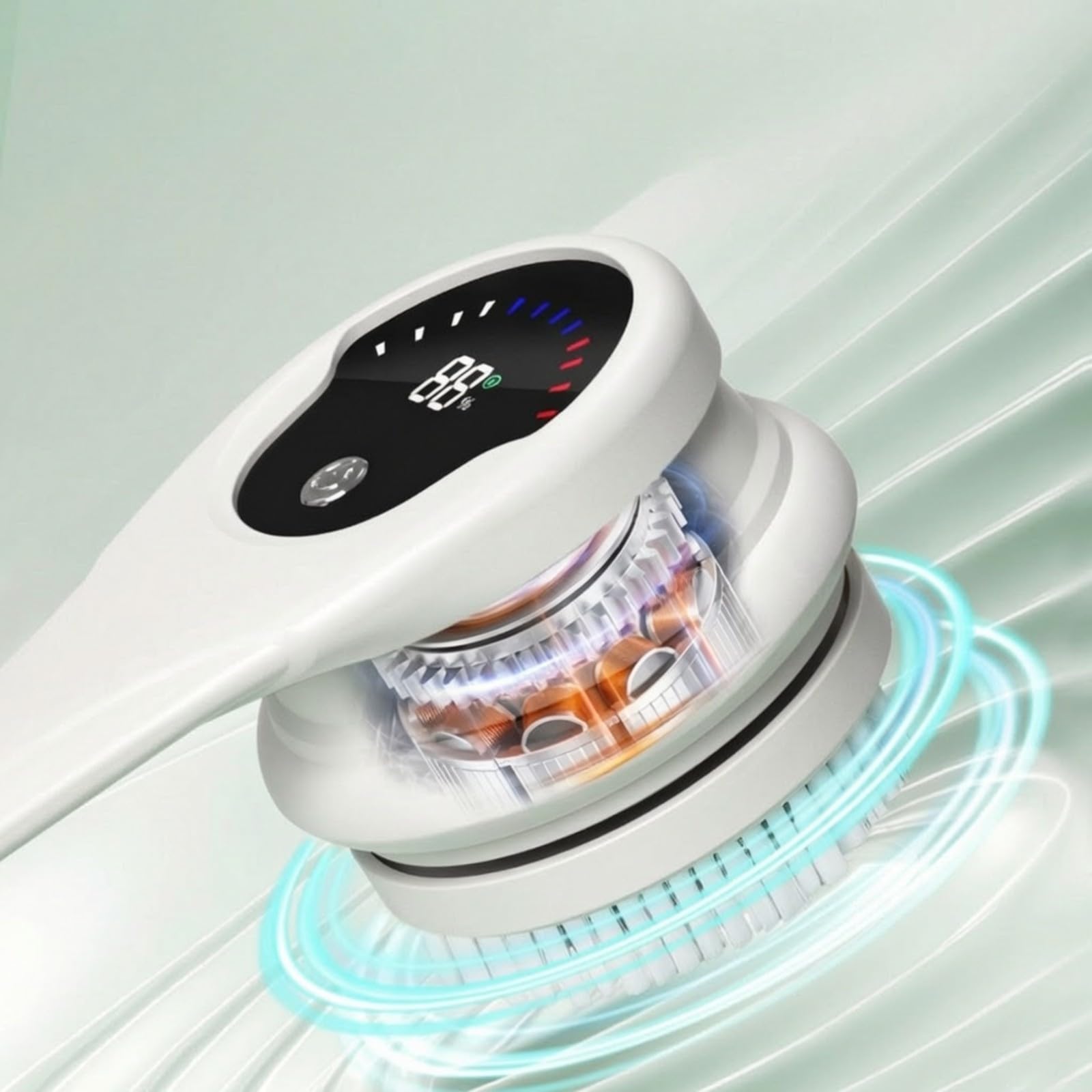 Silikonersatz Elektrische Rückenbürste | ergonomischer langer Griff, wiederaufladbar, Bürste mit wechselbaren Bürstenköpfen, für Dusche, Badewanne, Badezimmer, Grau