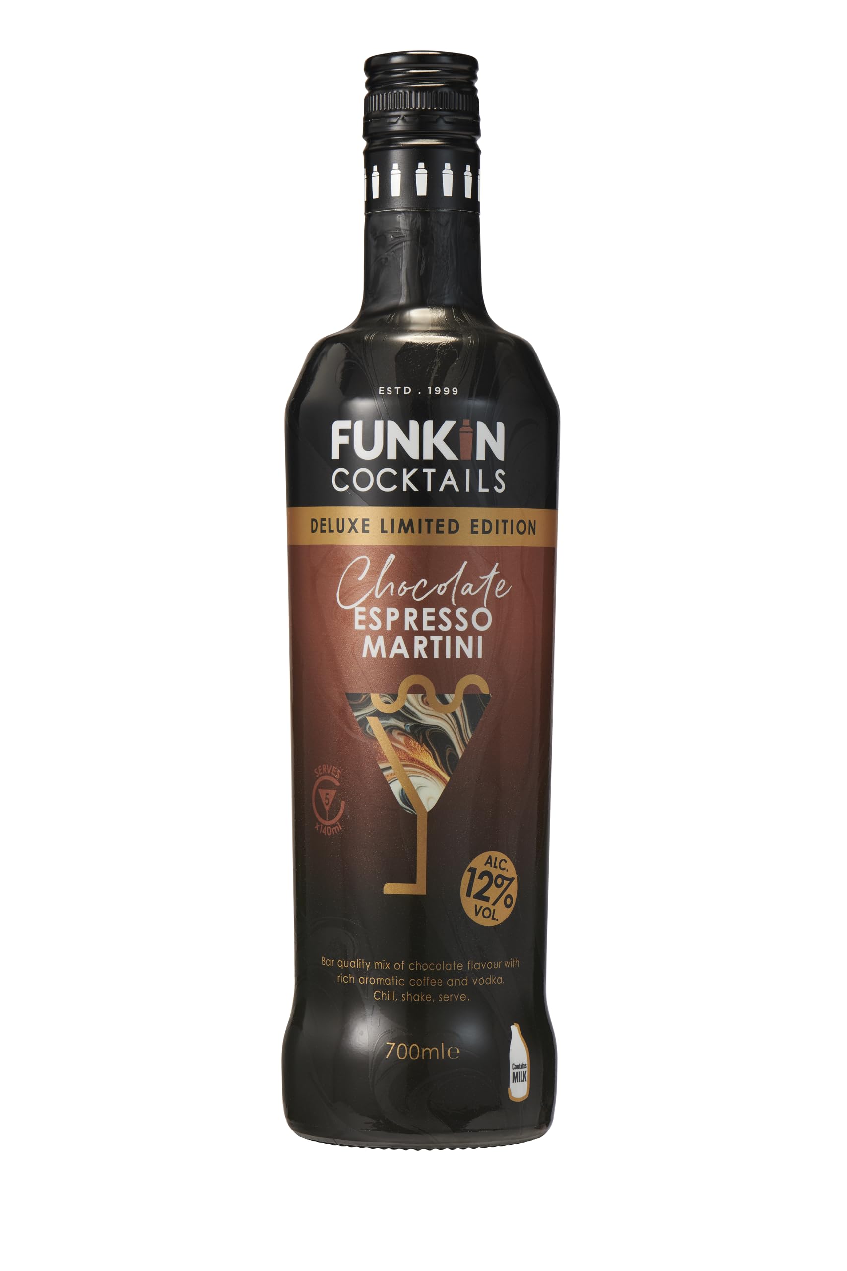 FUNKIN Cocktails Ready to Drink Chocolate Espresso Martini Bottle | Just Chill & Serve | Deluxe Limited Edition | Pre-Mixed & Ready to Drink Cocktails, Great-Tasting Bar-Quality Mix | 12% ABV | 700ml