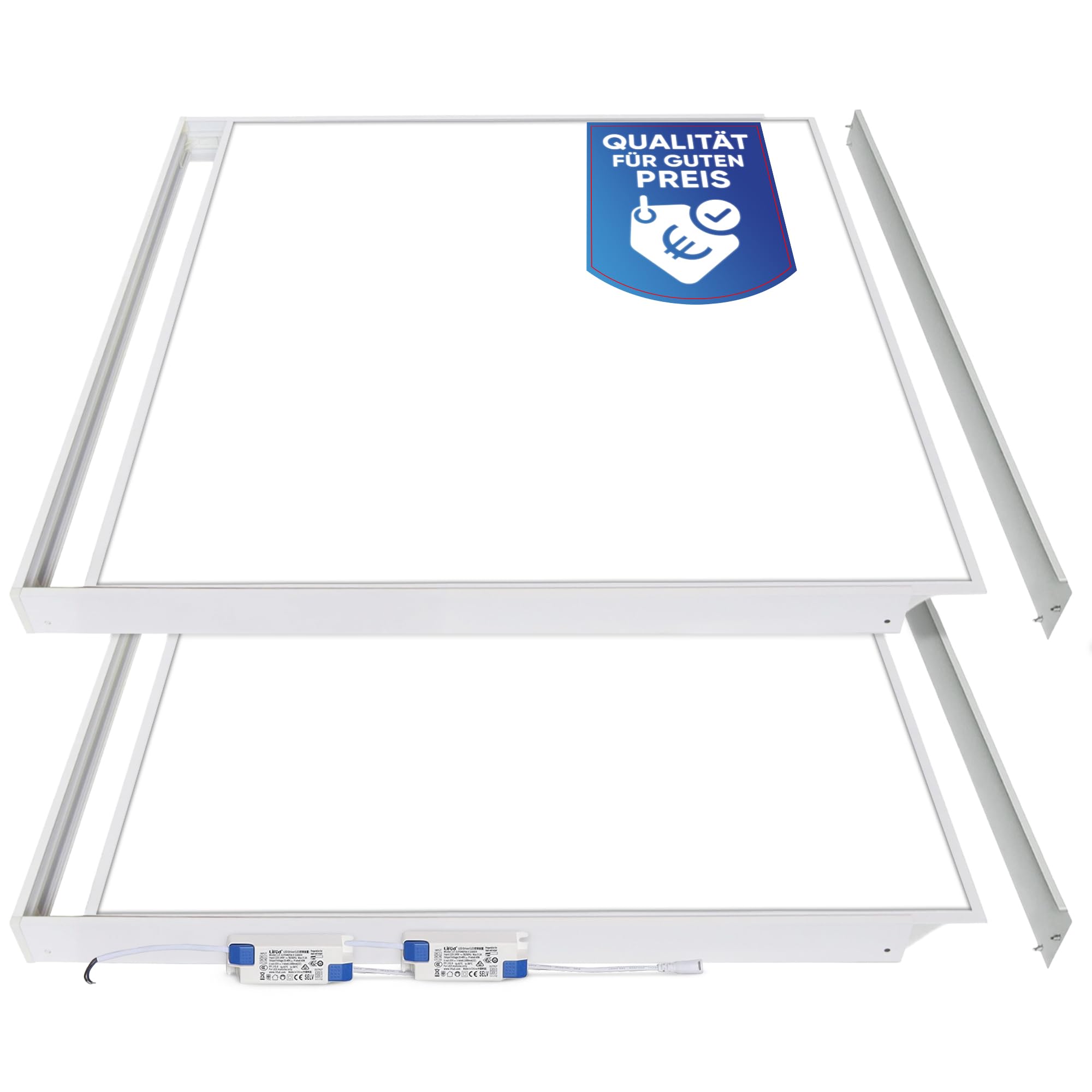 LECOM LED Panel Deckenleuchte 62x62-2er Pack Neutralweiß 4000lm Aufbau mit Rahmen LED Platten Deckenpanel Deckenlampe mit Aufputzrahmen Deckenpaneele (4000K mit Aufbaurahmen) PROSTO