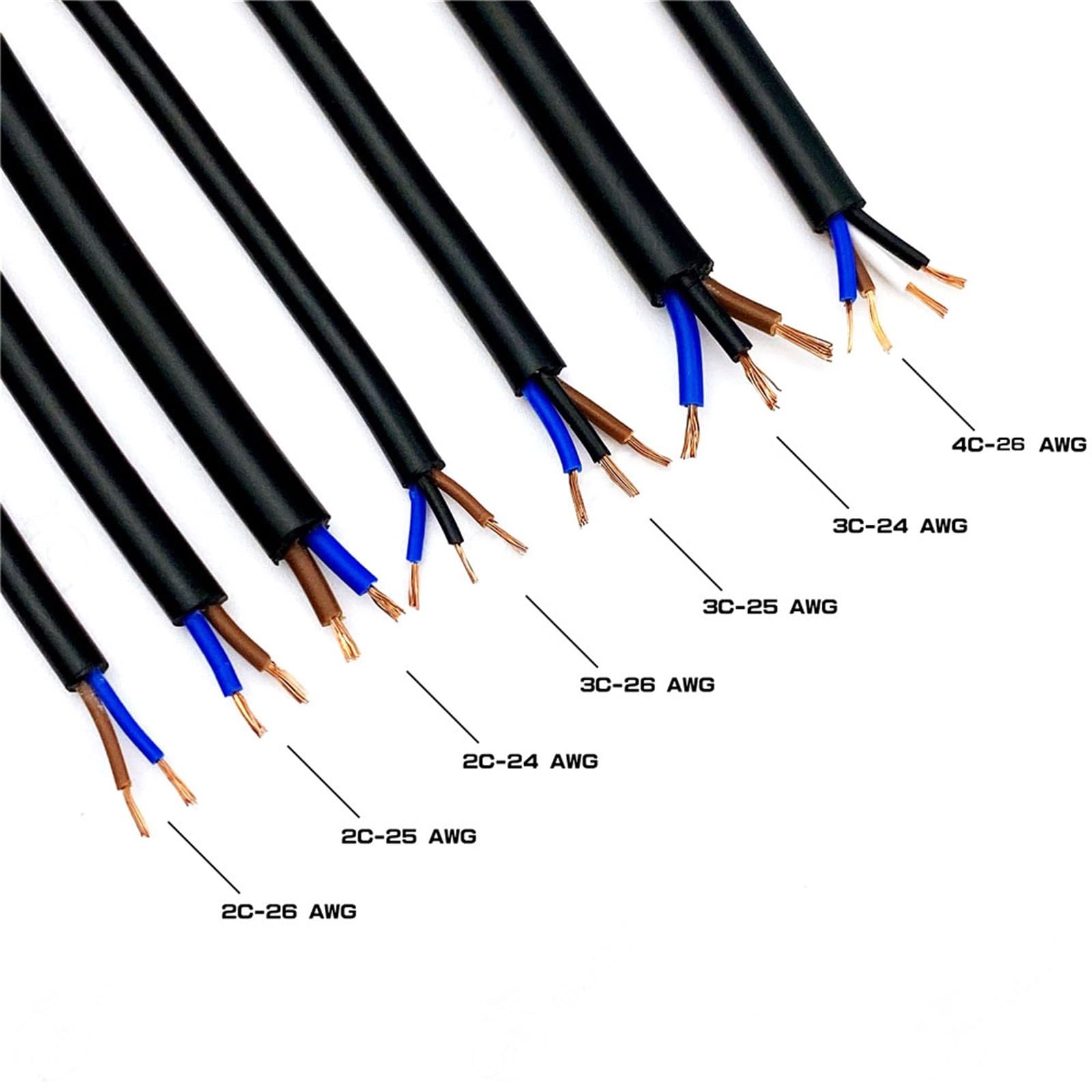 Elastyczny kabel, elektryczny kabel elastyczny, 2-pinowy przewód elektryczny 3-żyłowy 4-żyłowy kabel elektryczny z osłoną miedzianą 26AWG 25AWG 24AWG 26 AWG Złącze kabla Krosno(20meter 25 AWG 0.184mm2