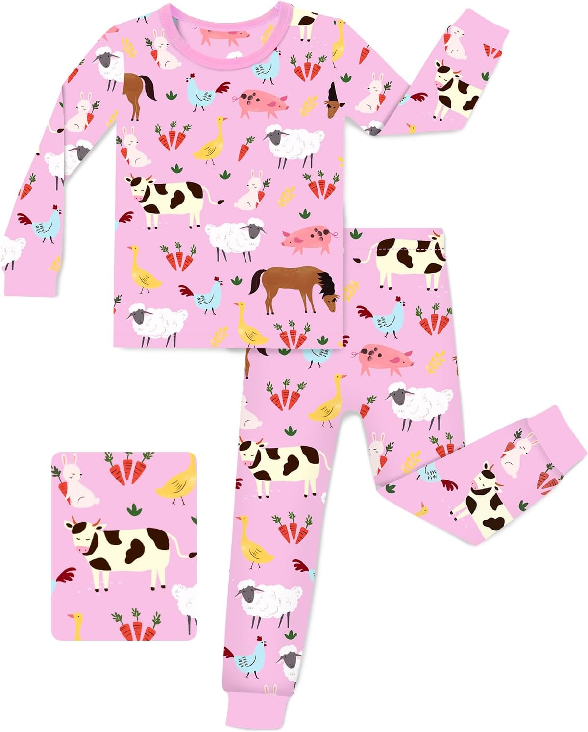 Bamboo Viscose Toddler Girls Kids Pajama Sets 12M-8Y Snug fit Long-Sleeve Softness Sleepwear Pjs 2pcs Jammies