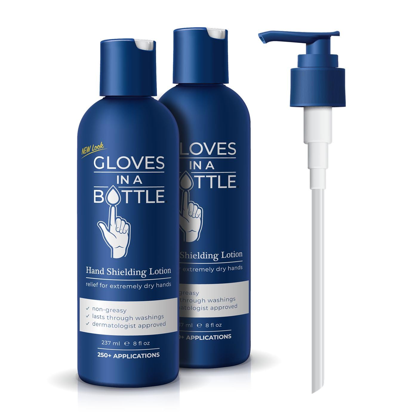 2 x 8oz Gloves In A Bottle Shielding Lotion+ 1 pump dispenser - for dry cracked skin