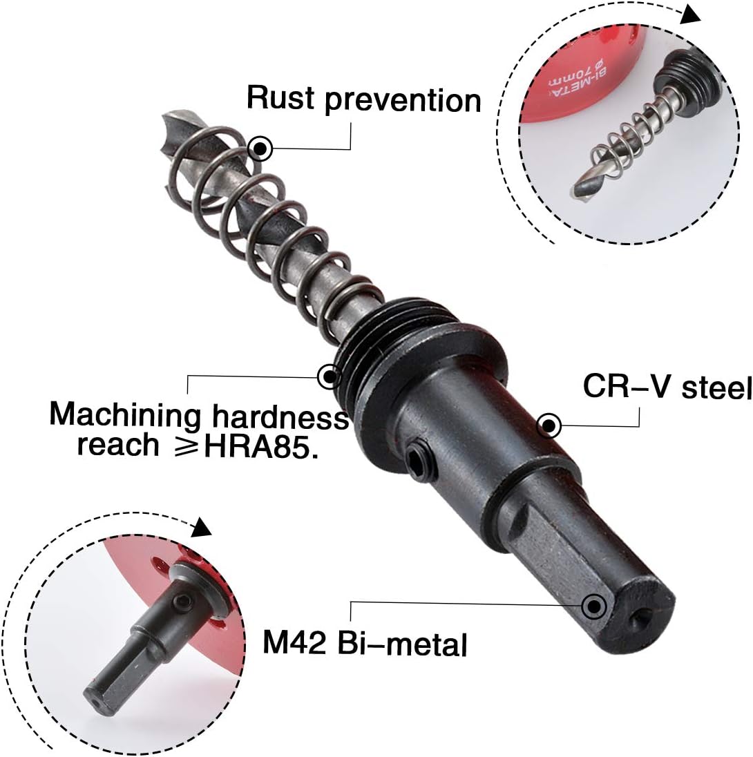 KATUR Hole Saw for Wood 70mm HSS Bi-Metal Hole Cutter for Pipe Vent Separate Drill Bit with Hex Shank - Image 4