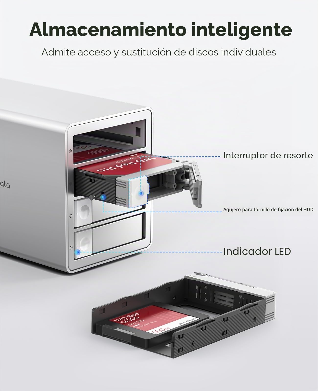 ORICO Daisy Chain - Caja de disco duro de 4 bahías USB 3.2 Gen 2 de aluminio, compatible con 22 TB y expansión máxima de hasta 264 TB para disco duro de 3.5 pulgadas, 9948C3