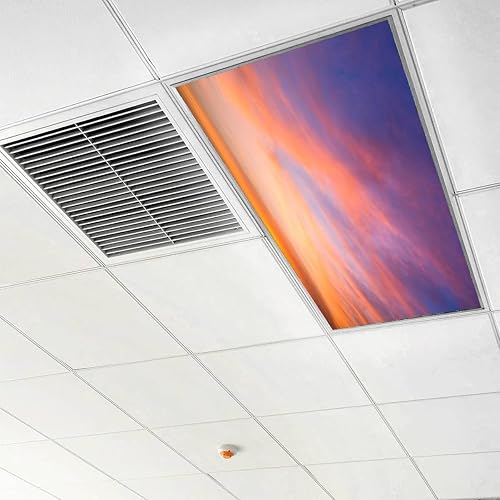 Miniatura 10 de Paquete de 4 cubiertas fluorescentes para luz de techo, filtros de luz de noche de nubes de cielo coloridos para aula, oficina, hogar, cubierta de