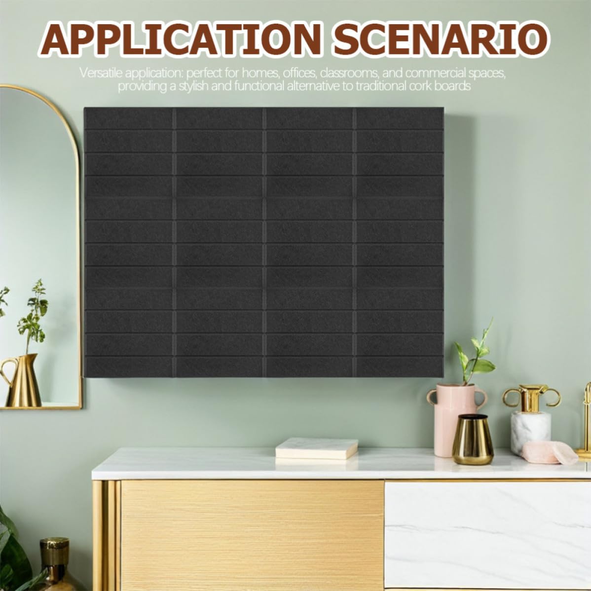 12 Piezas Panel de Anuncios Decorativo, Panel Acústico de Fibra de Poliéster Autoadhesivo, Cuadrado, Negro, Reducción de Ruido y Eco, para Oficina y Aula, Tablón de Anuncios