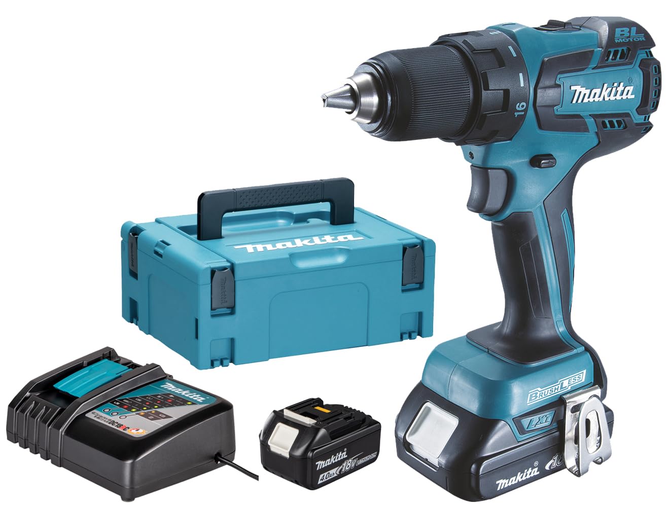 Makita Wiertarko-wkrętarka akumulatorowa, (18 V/4,0 Ah, 2 akumulatory i ładowarka w Makpac), DDF459RMJ