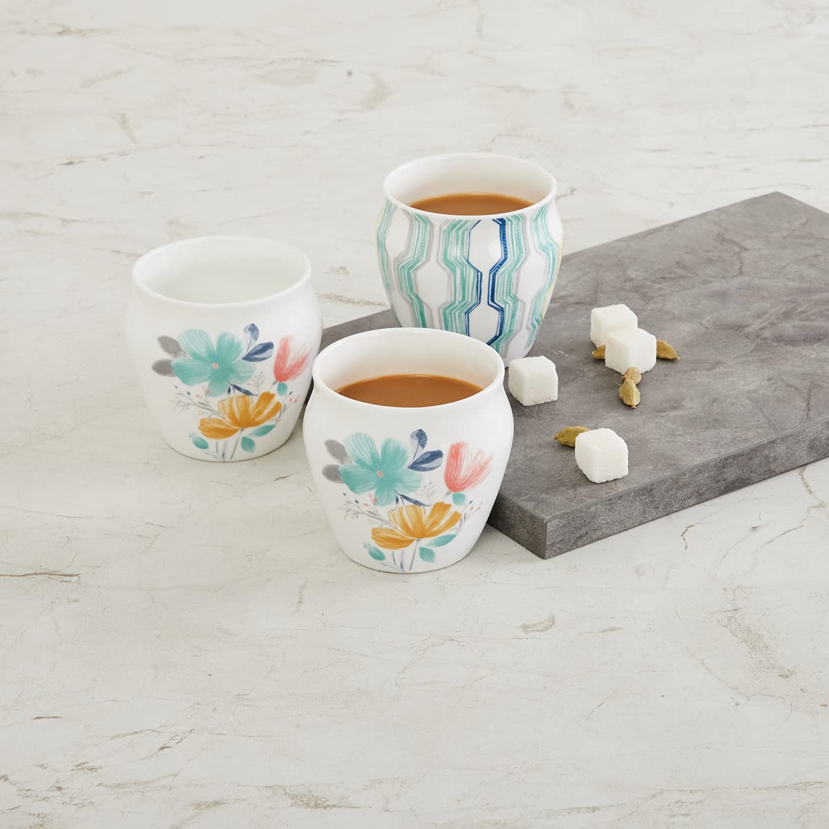 Home Centre Mandarin Quite Nature Kullhad - Set of 3-240 ml