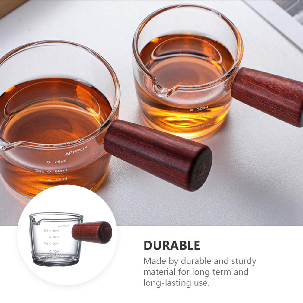 Szklany dzbanek do śmietany, szklanki z miarką, kubek do kawy, mleka, dzbanek do spieniania z drewnianym uchwytem, do kuchni, restauracji, kieliszków do espresso, 40 ml, 8,5 x 4,5 x 4,2 cm