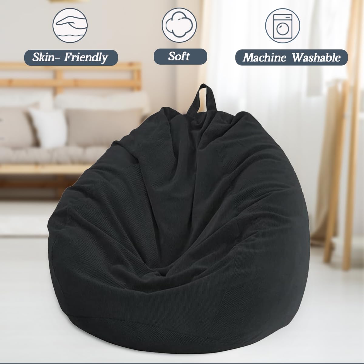 Highdi Bean Bag (No Filler),70x80cm Corduroy Kids Bean Bag - Image 4