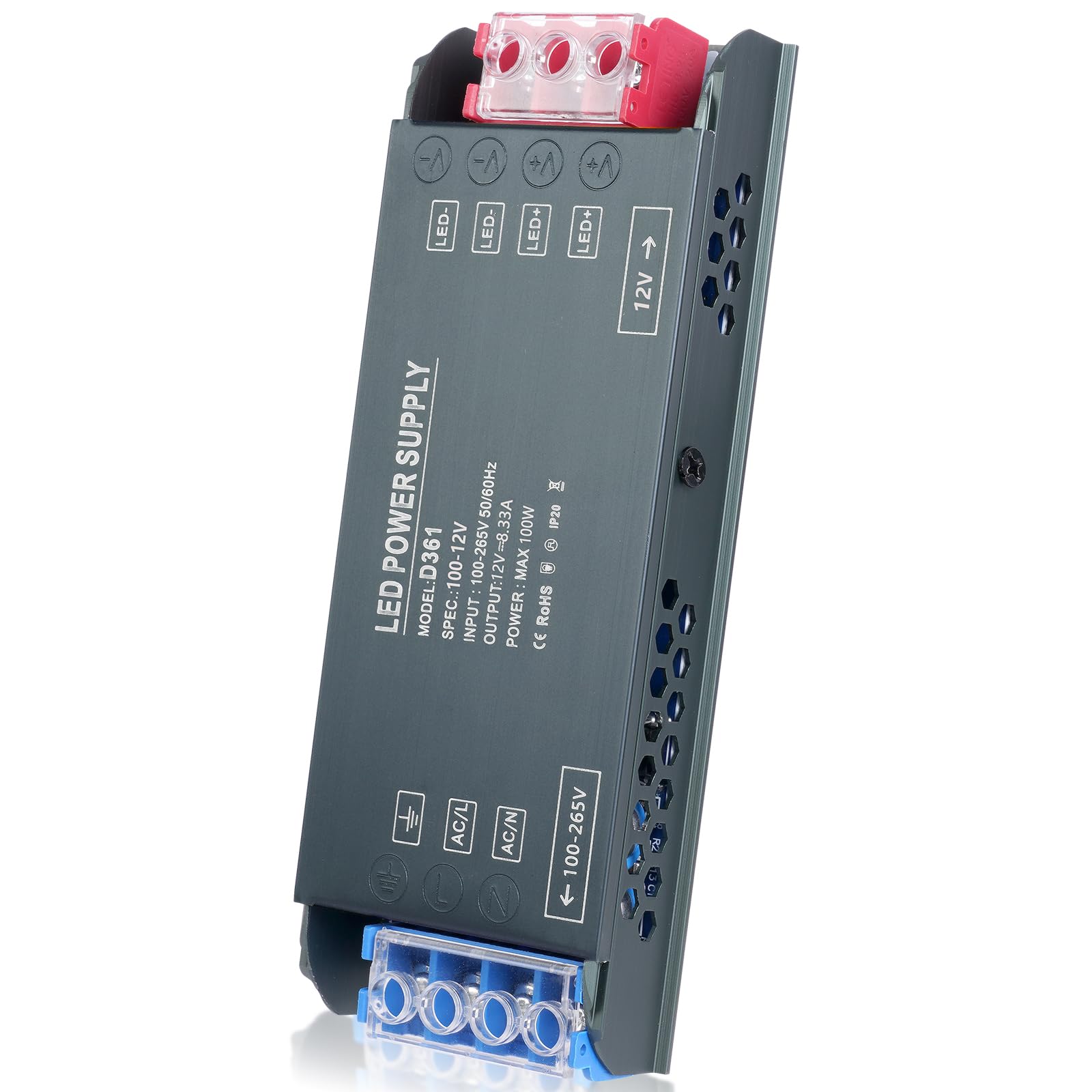 AXFEE 24V 100W LED Driver Transformer, 240V AC to 24V DC 4.16A Power Transformer, Constant Voltage Driver Adapter, Ultra Slim Low Voltage LED Power Supply Unit for Strip Light, Light Bulbs, Wall Lamp