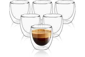 ComSaf 8oz Glass Coffee Mugs Set of 6
