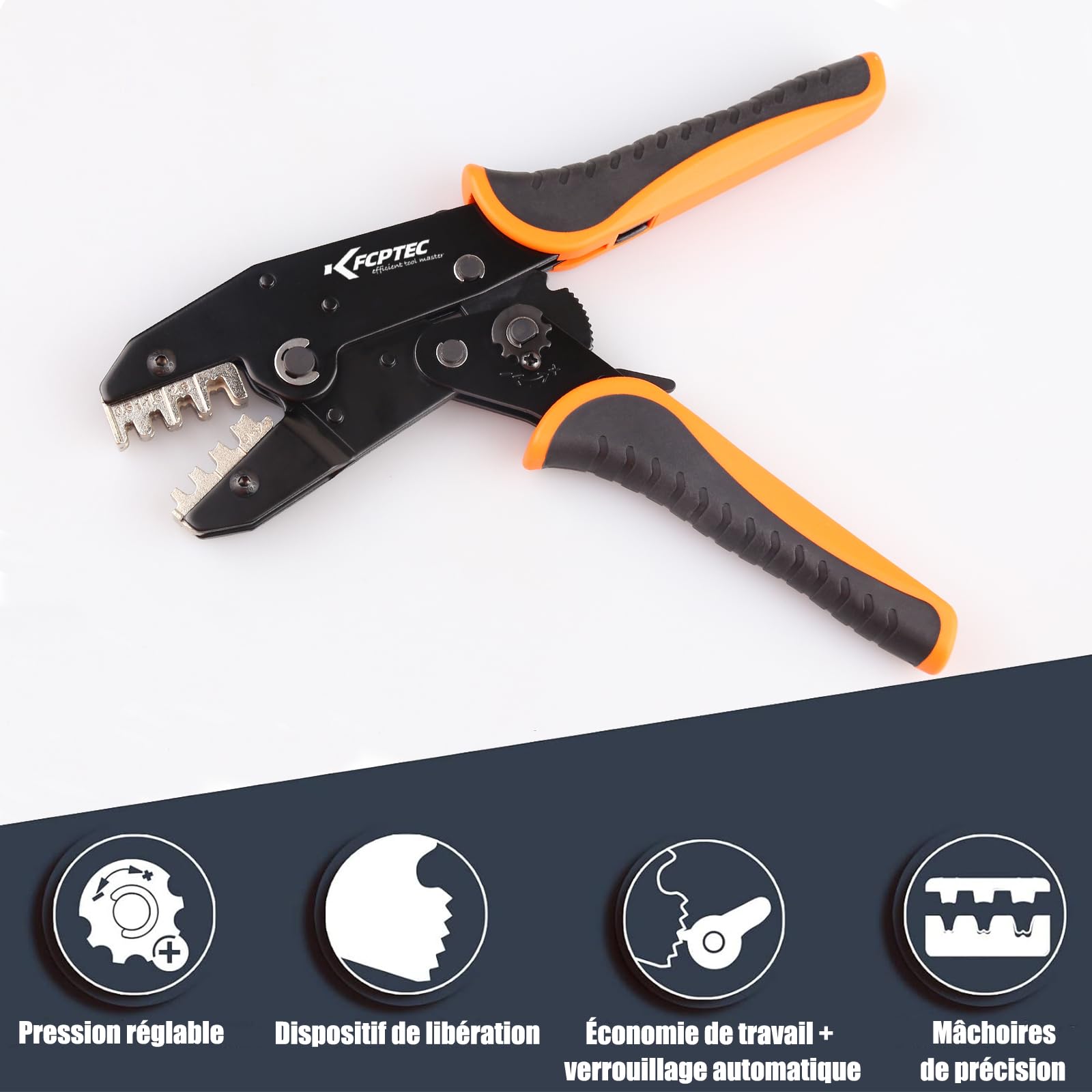 KF CPTEC Pince à sertir pour Cosse Electrique à Barillet Ouvert non isolées 0.5-6mm², compatible avec Molex,connecteurs JST, Deutsch,TE AMP
