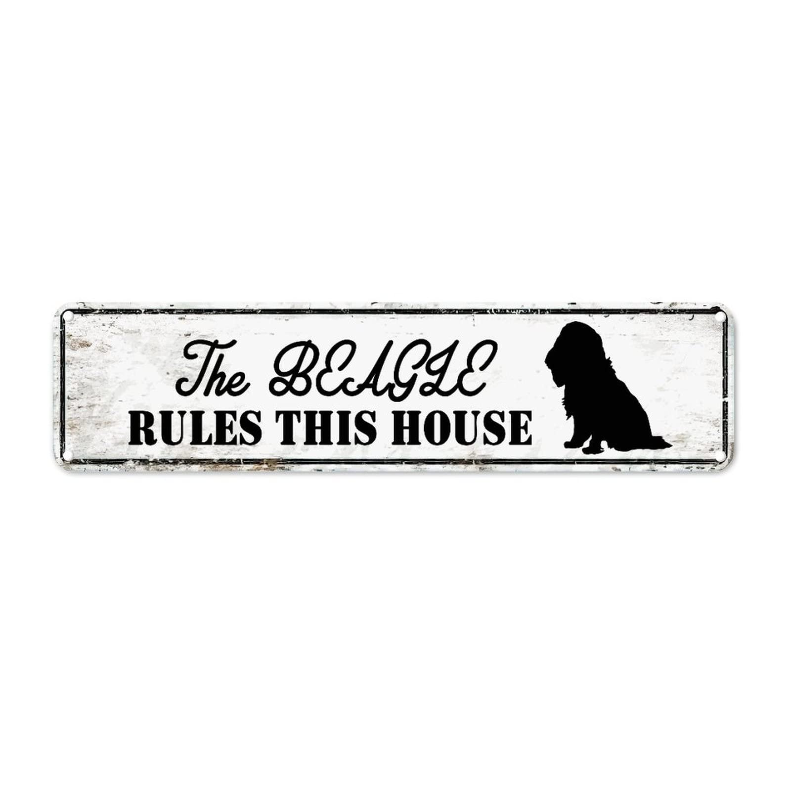 The Dog Rules This House Retro Tin Signs Aluminum Metal Sign for Home Kitchen Garden Wall Yard Pub Club Bars Decor 4x16 Inch