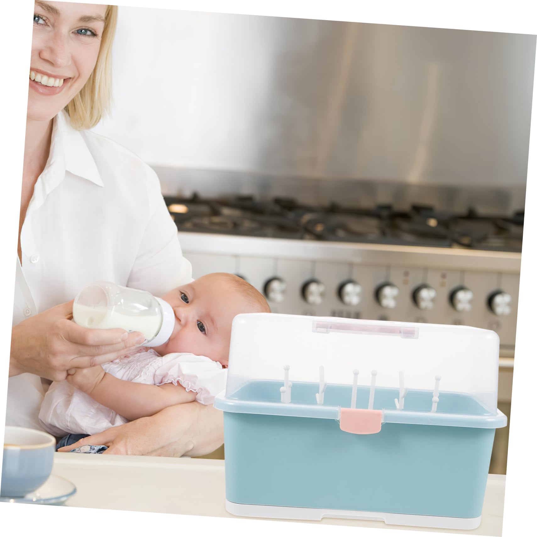 Gatuida Abtropfhalter für Babyflaschen aus Robustem PP mit Grünem Design Hält Flaschen Stehend und Shower und Stillzubehör