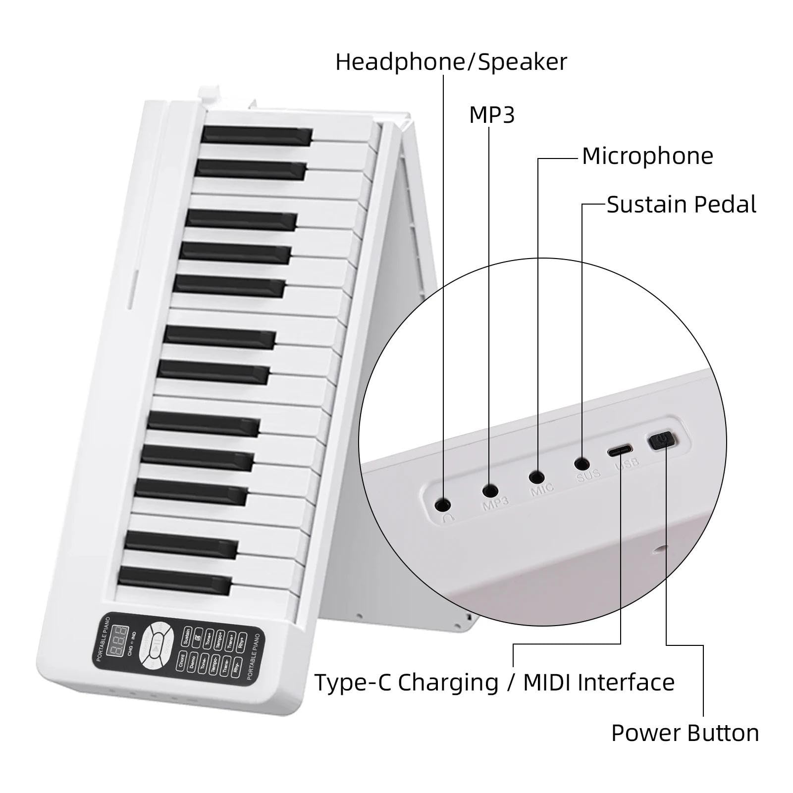 Pianoforte Elettronico Pieghevole A 61 Tasti Pianoforte Con Tastiera Sensibile All'organo Elettronico Multifunzionale Con Borsa Per Il Trasporto Pianoforte Elettronico per Principianti