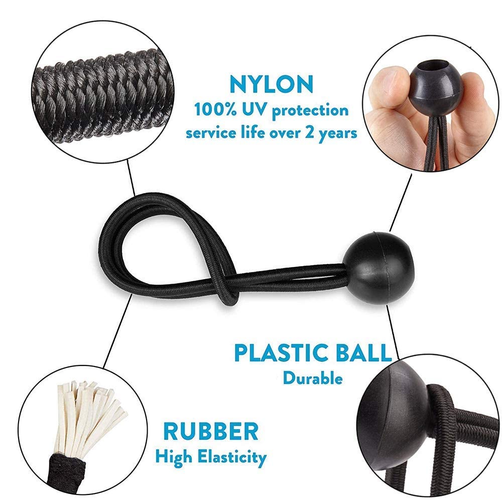 30 Elastici Per Teloni - Tenditori Con Pallina | Alternativa A Fascette Per Campeggio