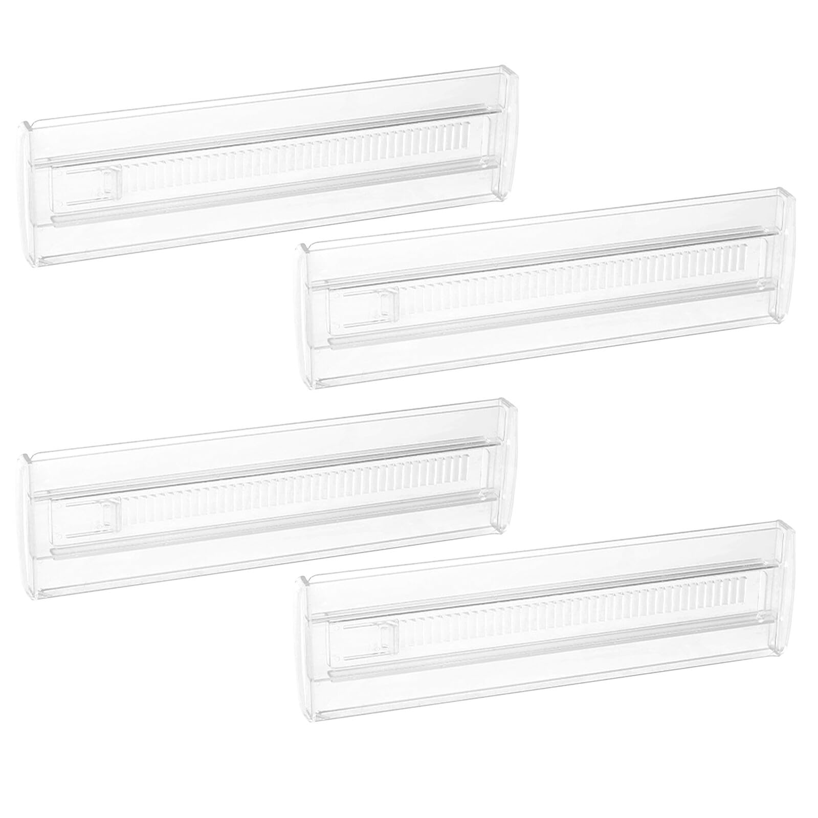 Divisori per Cassetti in Plastica Regolabili 4 Pezzi, Separatori Espandibili per Armadio e Cucina, Organizer per Vestiti e Utensili, Struttura Saldamente Stabile per Casa e