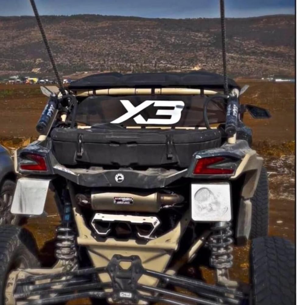 Rear Window Net for Can am Maverick X3 2017-2023 Mesh Shade Wind Screen with X3 Logo (Red X3 Logo)