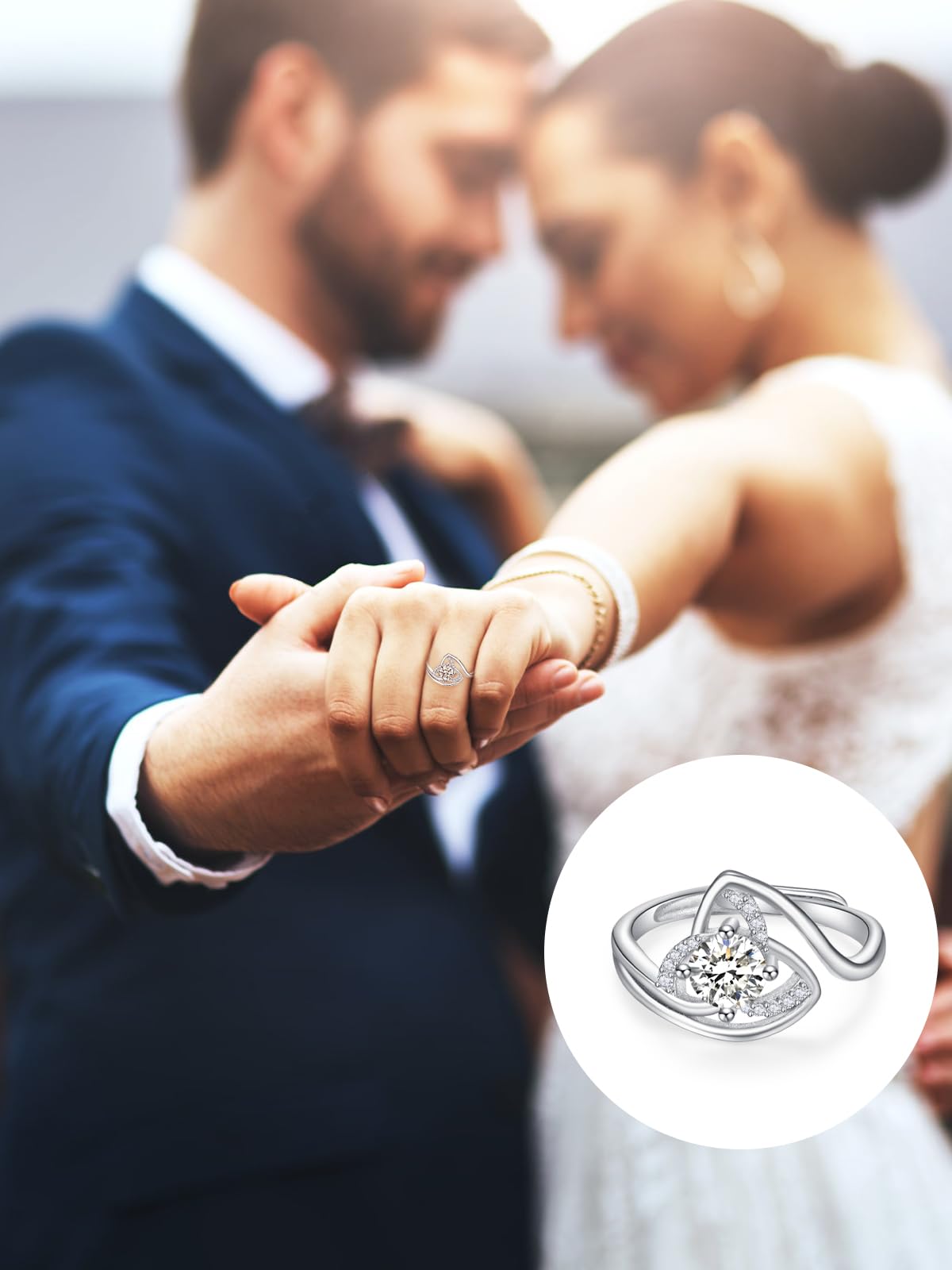 KINGWHYTE Keltischer Knoten Ring für Frauen 925 Sterling Silber Triquetra Trinity Ringe Cubic Zirkonia Versprechen Verlobungsring Keltischer Schmuck Hochzeitsgeschenke für ihre Frau Verlobte