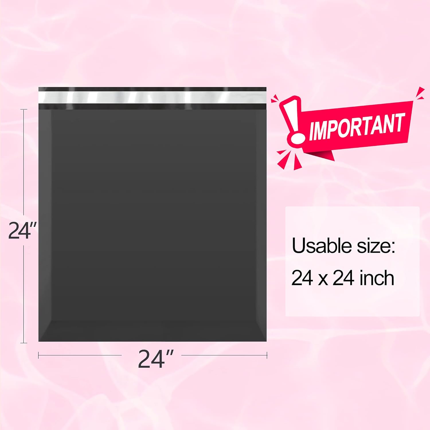 Famagic Poly Mailers, 50pc 24x24 Inch Shipping Bags, Opaque Packaging Bags for Small Business, Tearproof and Waterproof Chic Mailing Envelopes for Clothing Supplies, Self Seal Mailers Bags Black