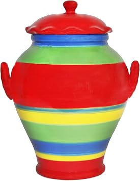 ACK Tuscany Colorful Hand Painted Rainbow Cookie Jar, Ceramic Cookie Jar with Lid and and Rubber Seal, Food Storage Jar, Kitchen Decor, Snack Storage Container for Cookie,Candy