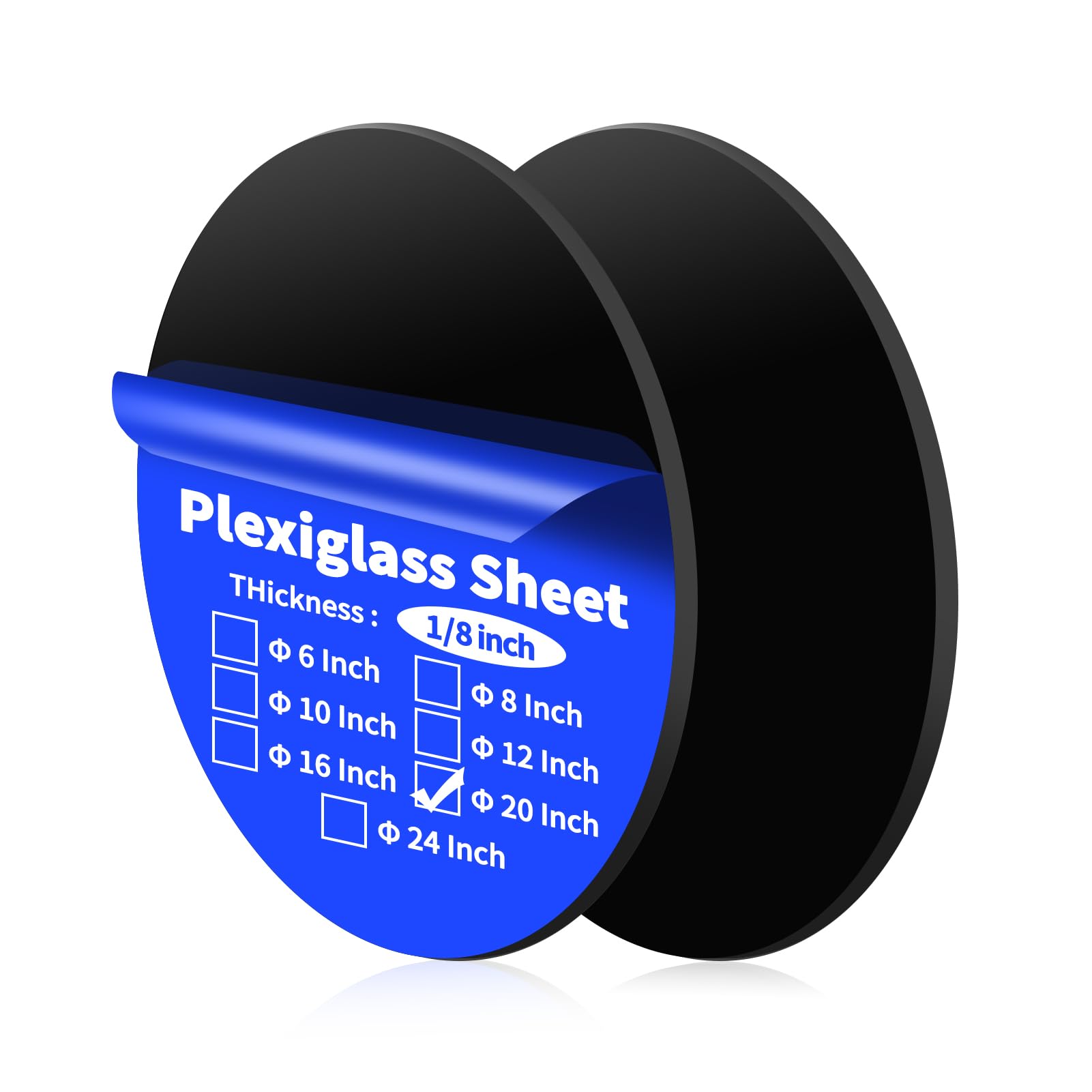 Black Plexiglass Sheets - 2 Pack, 12" Round -10