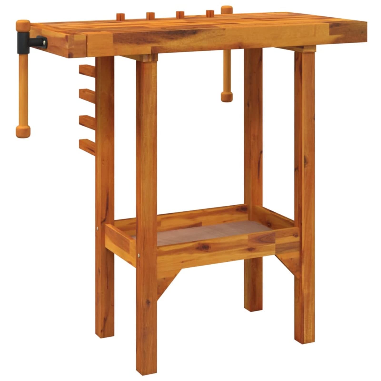Banco de trabajo con abrazadera Banco de trabajo madera mesa de trabajo de madera maciza de acacia Banco de trabajo - 92 x 48 x 83 cm