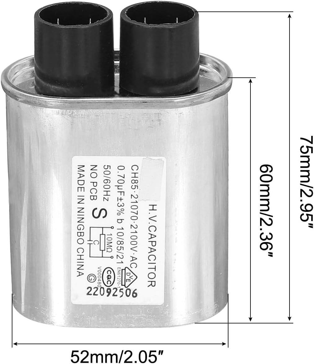 MECCANIXITY Microwave Capacitor Replacement High Voltage Oven Capacitor 2100VAC 0.70uf Pack of 2