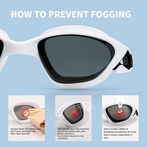 Miniatura 6 de COPOZZ Gafas de natación para hombres y mujeres, gafas de natación para jóvenes, lentes antivaho anti rayos UV, sin fugas, para adultos,