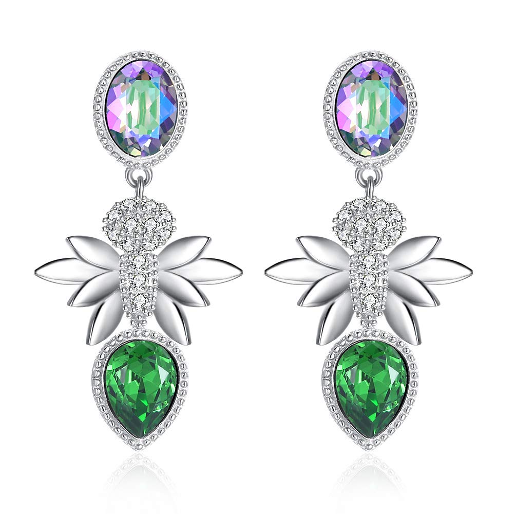 SALAN Orecchini in Argento Sterling 925 Creati Orecchini A Bottone in Cristallo per Le Donne Festa Femminile Elegante Gioielleria Raffinata per Matrimoni