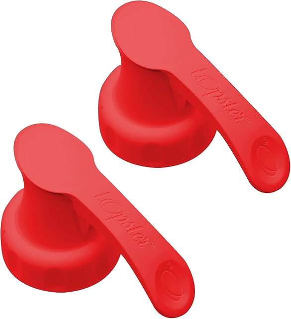 Topster Milk Top Pourers (Red) - Milk Bottle Pourers for Plastic Bottles, for Skimmed Milk Plastic Milk Bottles, Eliminates Milk Spillage, Mess & Drips Around The Kitchen & Fridge, (2 Packs)