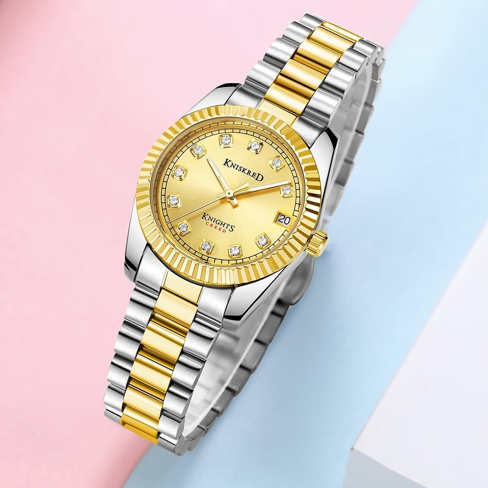 Classic Watch for Women with Crystal Accented and Solid Stainless Steel Band Ladies Dress Watch Water Resistant - Image 3