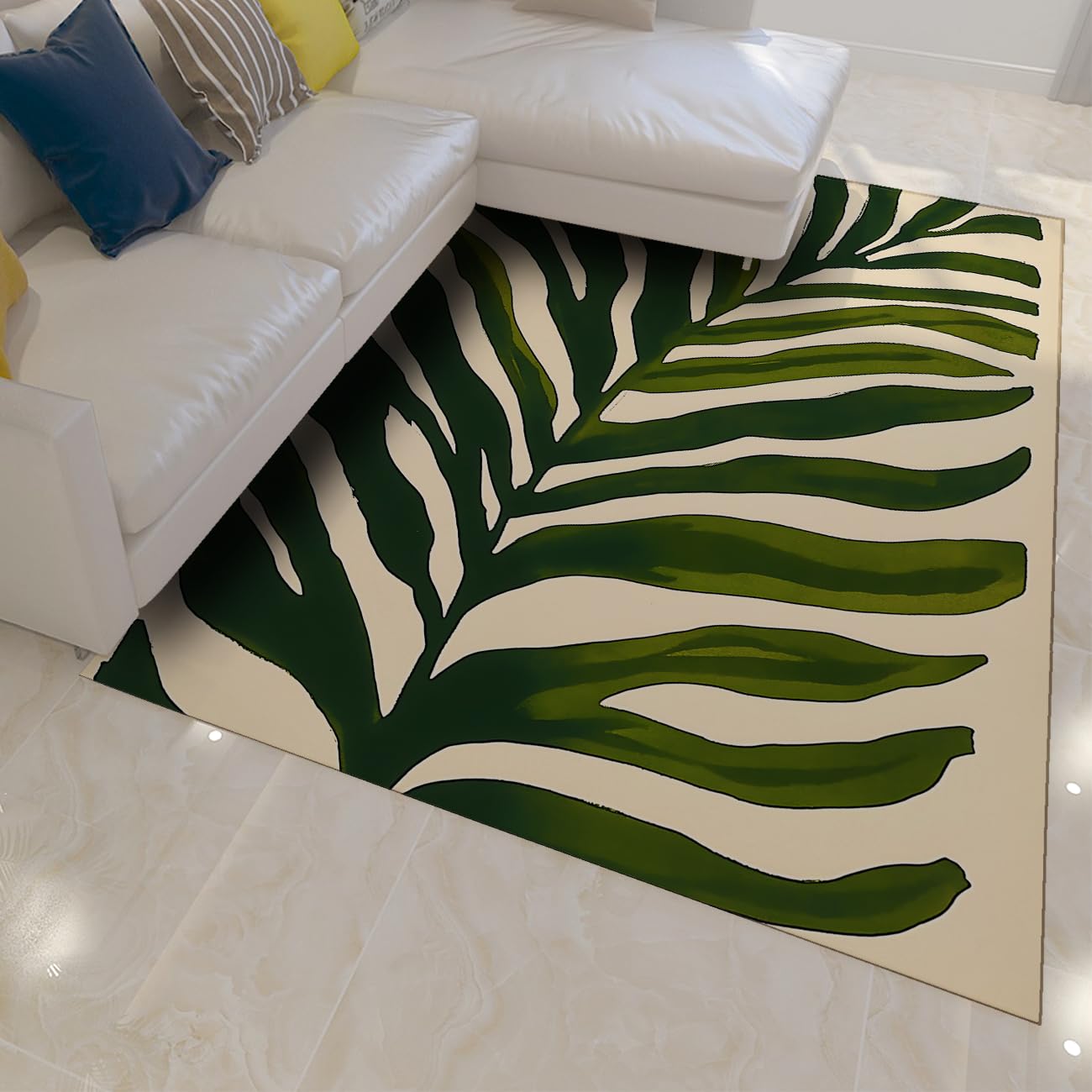 Green Washable Tappeto 80x150 per area Grandi Tappetino soggiorno Camera da letto Sala pranzo Ufficio Nursery Retro antiscivolo Copripavimento pieghevoli Sottile a foglie tropicali il