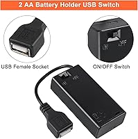 Vista 2 de 3 unids 2 AA titular de la batería USB hembra Socket 2 AA caja de batería titular con cubierta e interruptor de encendido/apagado