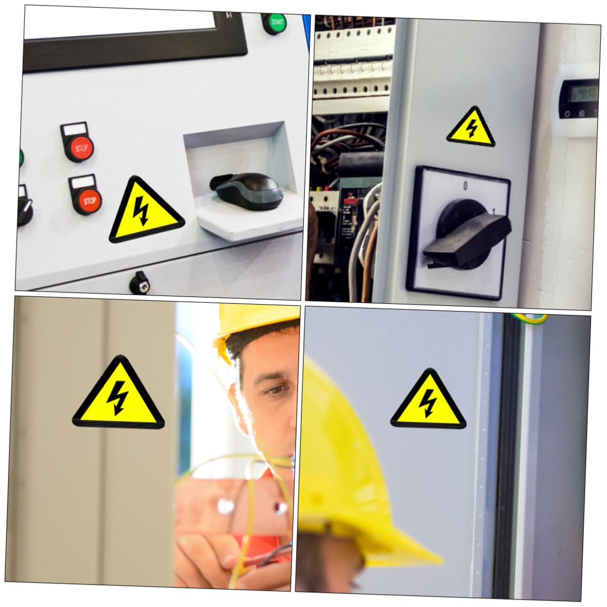 Ipetboom Lot de 20 Autocollants Adhésifs de Sécurité Jaune Pictogramme de Risque Électrique pour Panneau Électrique et Équipements Avertissement de Choc pour Chantier et Domicile