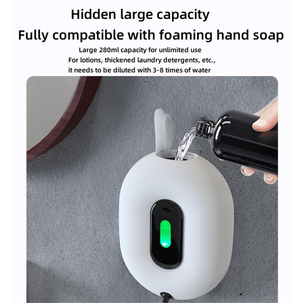 Dispensador Automático De Jabón Sin Contacto, Dispensador De Jabón Espumoso Sin Contacto 280Ml, Pantalla LED Y Depósito De Agua Oculto, Dispensador De Jabón Manos Libres Recargable,Gray