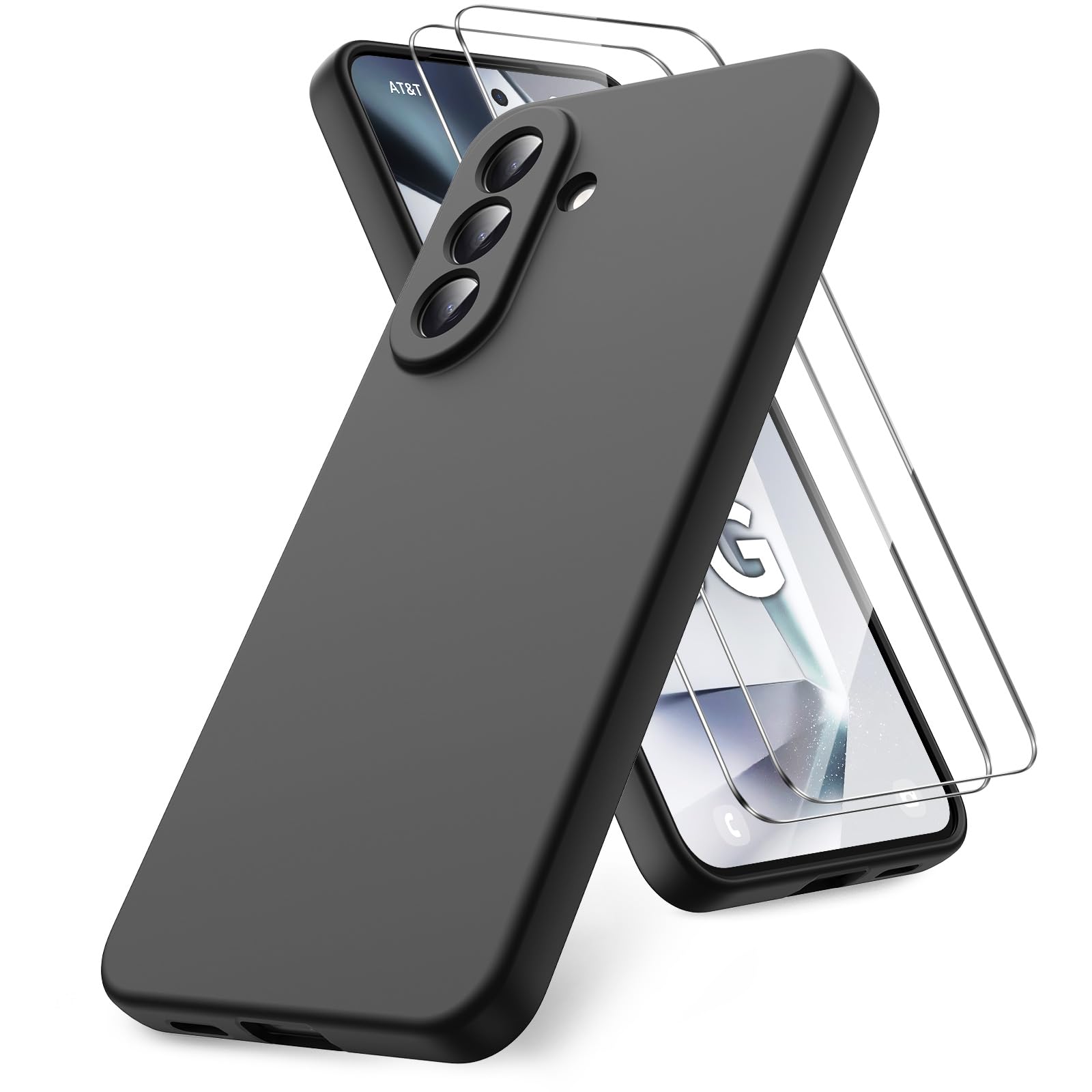 Vansdon Handyhülle kompatibel mit Samsung Galaxy A37 5G Hülle, 2 Stück Panzer Schutz Glas, weiche TPU Flüssigsilikonhülle, stoßfestem Gummi Silikongel Fall-Taupe